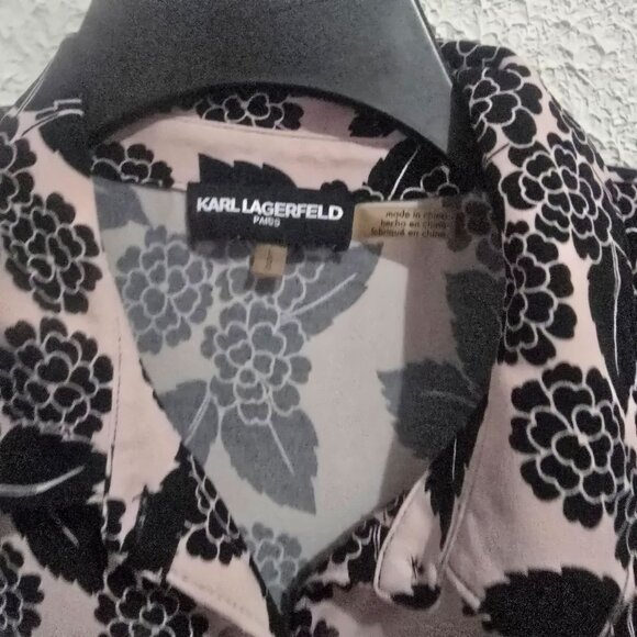 Karl Lagerfeld Paris Womens Floral Button-Up Blouse size L corporate grunge - Picture 4 of 10